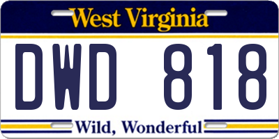 WV license plate DWD818