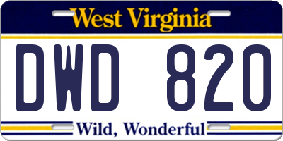 WV license plate DWD820