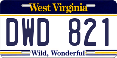 WV license plate DWD821