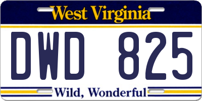 WV license plate DWD825