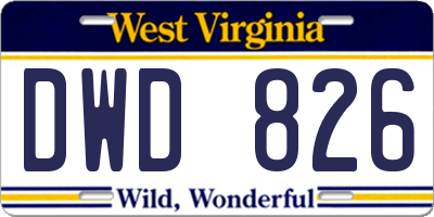 WV license plate DWD826