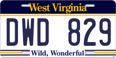 WV license plate DWD829