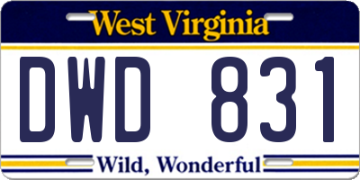 WV license plate DWD831