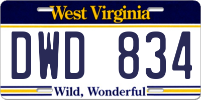 WV license plate DWD834