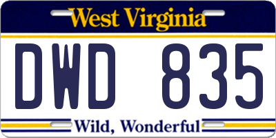 WV license plate DWD835