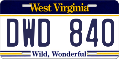 WV license plate DWD840