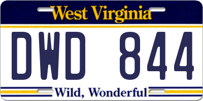 WV license plate DWD844