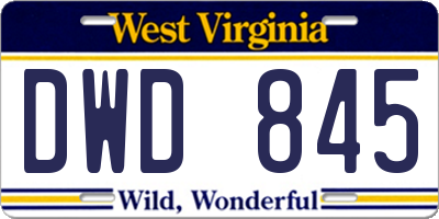 WV license plate DWD845