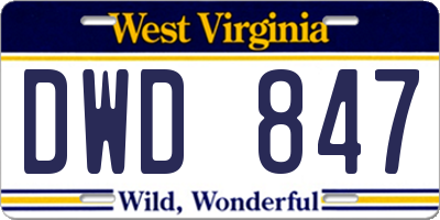 WV license plate DWD847