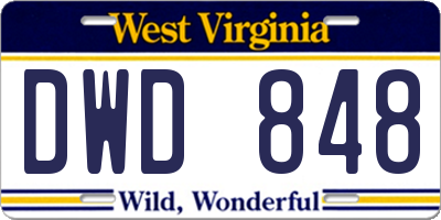 WV license plate DWD848