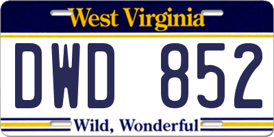 WV license plate DWD852
