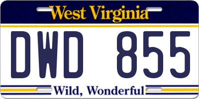 WV license plate DWD855