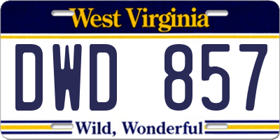 WV license plate DWD857