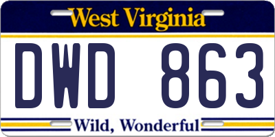 WV license plate DWD863