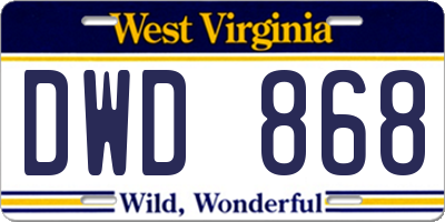WV license plate DWD868