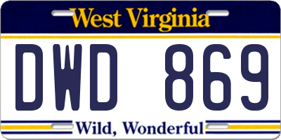 WV license plate DWD869