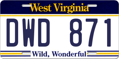 WV license plate DWD871