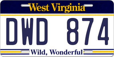 WV license plate DWD874