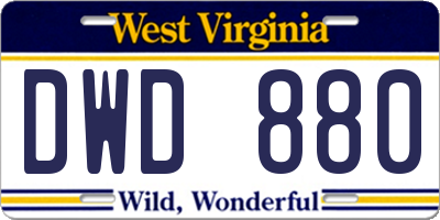 WV license plate DWD880