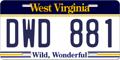WV license plate DWD881