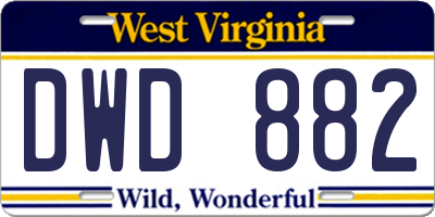 WV license plate DWD882