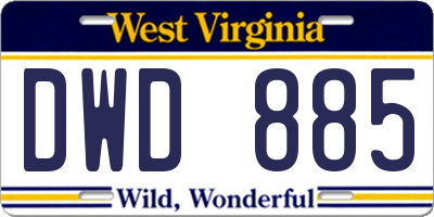 WV license plate DWD885