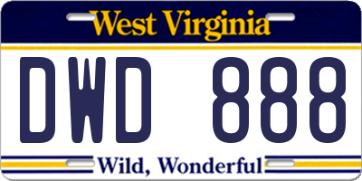 WV license plate DWD888