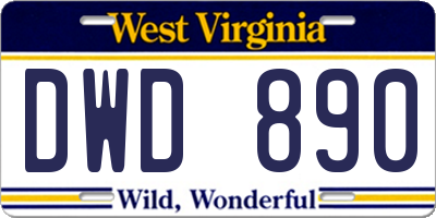 WV license plate DWD890