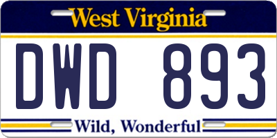 WV license plate DWD893