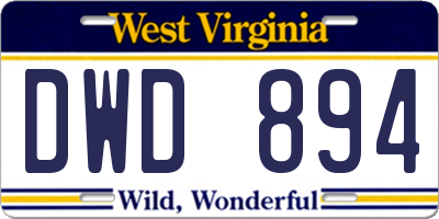 WV license plate DWD894