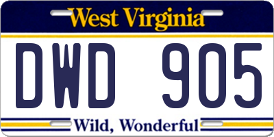 WV license plate DWD905
