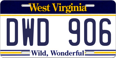WV license plate DWD906