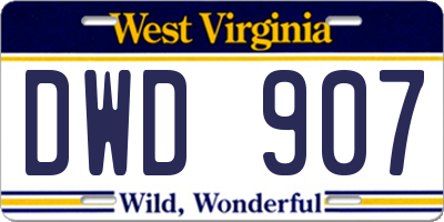 WV license plate DWD907