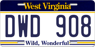WV license plate DWD908