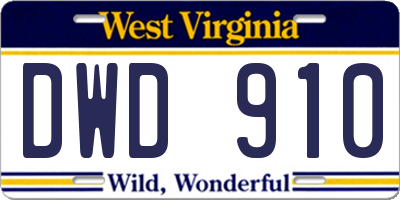 WV license plate DWD910