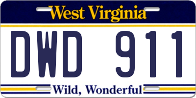 WV license plate DWD911