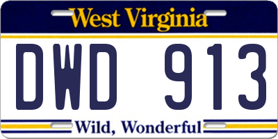 WV license plate DWD913