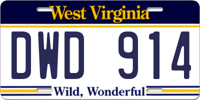 WV license plate DWD914
