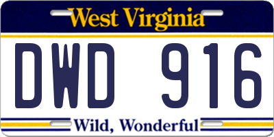 WV license plate DWD916