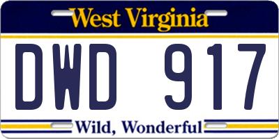 WV license plate DWD917