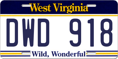 WV license plate DWD918