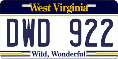 WV license plate DWD922