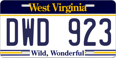 WV license plate DWD923