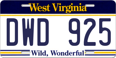 WV license plate DWD925