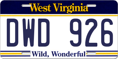 WV license plate DWD926