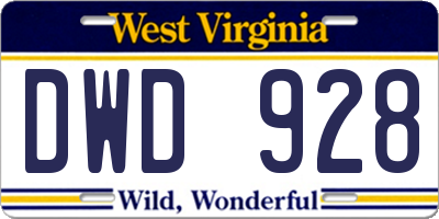 WV license plate DWD928
