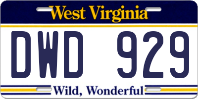 WV license plate DWD929