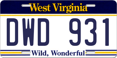 WV license plate DWD931