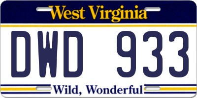 WV license plate DWD933
