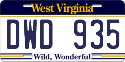 WV license plate DWD935